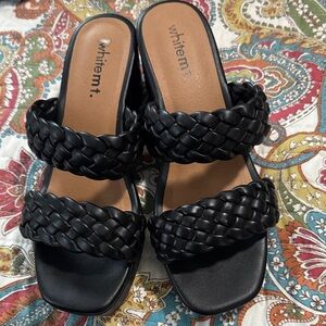 White Mountain Elegant Black Braided Sandals EUC 6.5